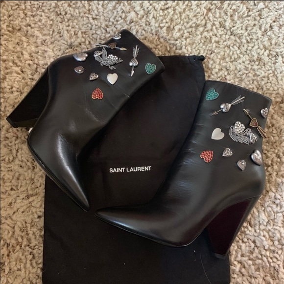 Saint Laurent Embellished Wedge Booties - Picture 3 of 7